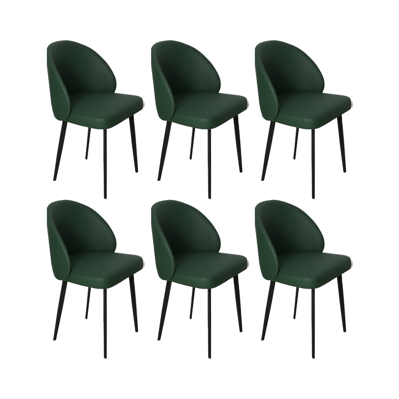 Chaises de salle à manger de cuisine en simili cuir, chaises contemporaines avec pieds en métal noir