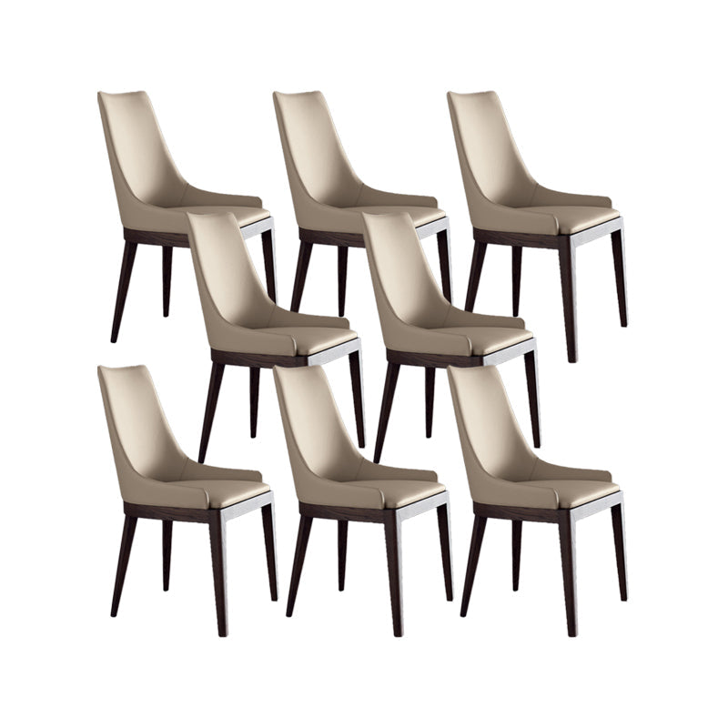 Contemporary Dining Chairs Upholstered Chairs with Solid Wood Base 8 Piece Set Walnut Clearhalo 'Dining Chairs' 'Dining Tables & Seating' 'dining_chair' 'furn' 'furn_dining_chair' 'Furniture' 'Kitchen & Dining Furniture' 6911621