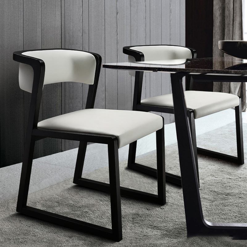 Open Back Kitchen Dining Chairs Upholstered Chairs with Solid Wood Base