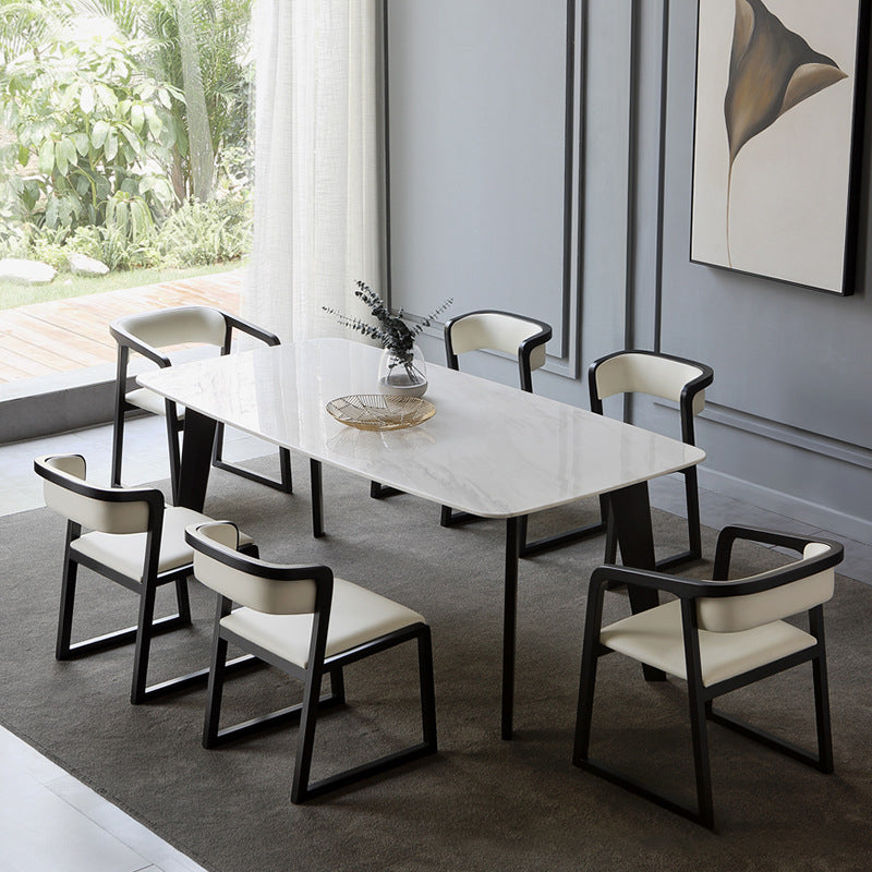 Open Back Kitchen Dining Chairs Upholstered Chairs with Solid Wood Base