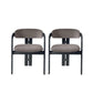 Upholstered Dining Chairs Contemporary Arm Chairs with Wood Base 2 Piece Set Black Clearhalo 'Dining Chairs' 'Dining Tables & Seating' 'dining_chair' 'furn' 'furn_dining_chair' 'Furniture' 'Kitchen & Dining Furniture' 6911691