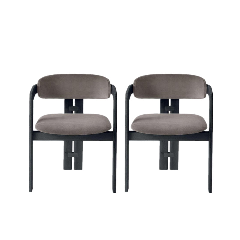 Upholstered Dining Chairs Contemporary Arm Chairs with Wood Base 2 Piece Set Black Clearhalo 'Dining Chairs' 'Dining Tables & Seating' 'dining_chair' 'furn' 'furn_dining_chair' 'Furniture' 'Kitchen & Dining Furniture' 6911691