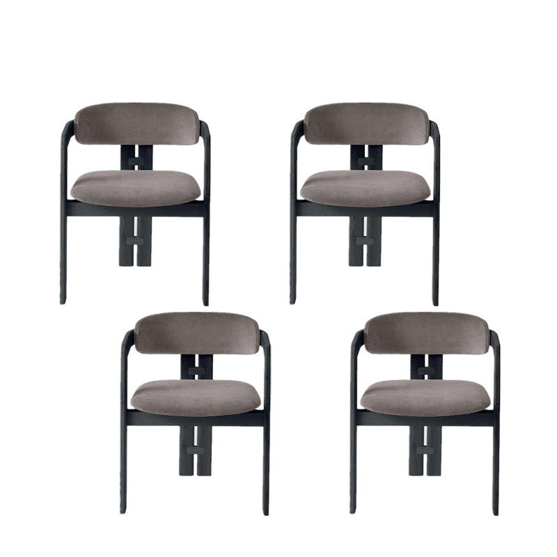 Upholstered Dining Chairs Contemporary Arm Chairs with Wood Base 4 Piece Set Black Clearhalo 'Dining Chairs' 'Dining Tables & Seating' 'dining_chair' 'furn' 'furn_dining_chair' 'Furniture' 'Kitchen & Dining Furniture' 6911693