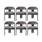 Upholstered Dining Chairs Contemporary Arm Chairs with Wood Base 6 Piece Set Black Clearhalo 'Dining Chairs' 'Dining Tables & Seating' 'dining_chair' 'furn' 'furn_dining_chair' 'Furniture' 'Kitchen & Dining Furniture' 6911695