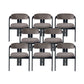 Upholstered Dining Chairs Contemporary Arm Chairs with Wood Base 8 Piece Set Black Clearhalo 'Dining Chairs' 'Dining Tables & Seating' 'dining_chair' 'furn' 'furn_dining_chair' 'Furniture' 'Kitchen & Dining Furniture' 6911697