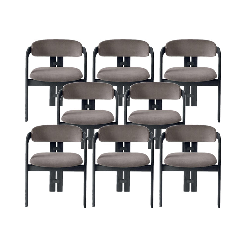 Upholstered Dining Chairs Contemporary Arm Chairs with Wood Base 8 Piece Set Black Clearhalo 'Dining Chairs' 'Dining Tables & Seating' 'dining_chair' 'furn' 'furn_dining_chair' 'Furniture' 'Kitchen & Dining Furniture' 6911697
