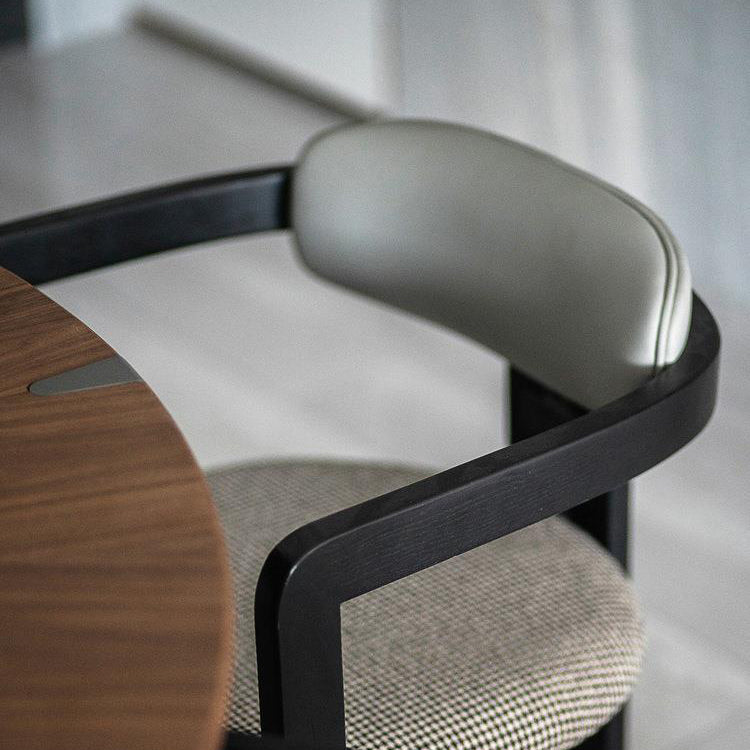 Upholstered Dining Chairs Contemporary Arm Chairs with Wood Base Clearhalo 'Dining Chairs' 'Dining Tables & Seating' 'dining_chair' 'furn' 'furn_dining_chair' 'Furniture' 'Kitchen & Dining Furniture' 6911699