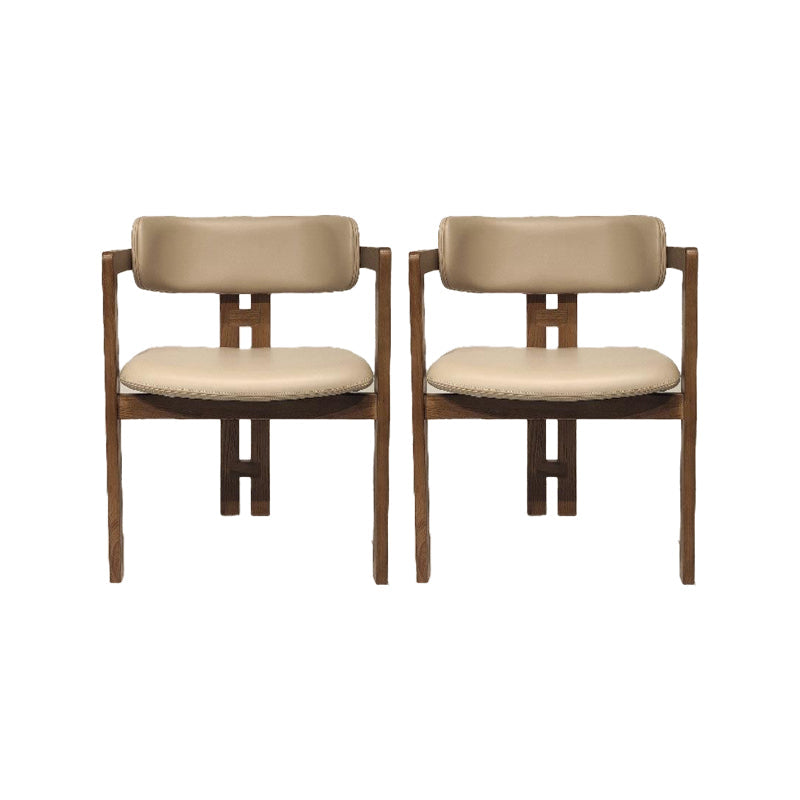 Upholstered Dining Chairs Contemporary Arm Chairs with Wood Base 2 Piece Set Walnut Clearhalo 'Dining Chairs' 'Dining Tables & Seating' 'dining_chair' 'furn' 'furn_dining_chair' 'Furniture' 'Kitchen & Dining Furniture' 6911700