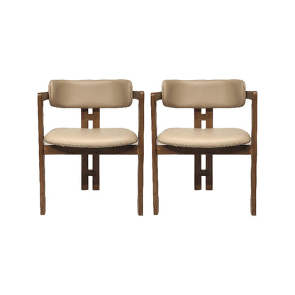 Upholstered Dining Chairs Contemporary Arm Chairs with Wood Base 2 Piece Set Walnut Clearhalo 'Dining Chairs' 'Dining Tables & Seating' 'dining_chair' 'furn' 'furn_dining_chair' 'Furniture' 'Kitchen & Dining Furniture' 6911700