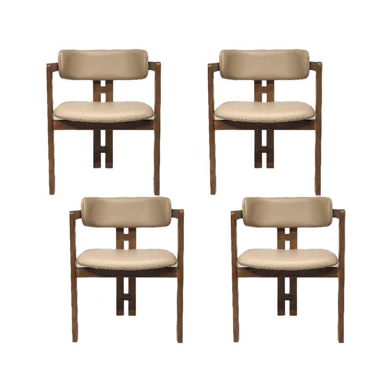 Upholstered Dining Chairs Contemporary Arm Chairs with Wood Base 4 Piece Set Walnut Clearhalo 'Dining Chairs' 'Dining Tables & Seating' 'dining_chair' 'furn' 'furn_dining_chair' 'Furniture' 'Kitchen & Dining Furniture' 6911702
