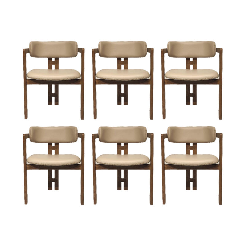 Upholstered Dining Chairs Contemporary Arm Chairs with Wood Base 6 Piece Set Walnut Clearhalo 'Dining Chairs' 'Dining Tables & Seating' 'dining_chair' 'furn' 'furn_dining_chair' 'Furniture' 'Kitchen & Dining Furniture' 6911704