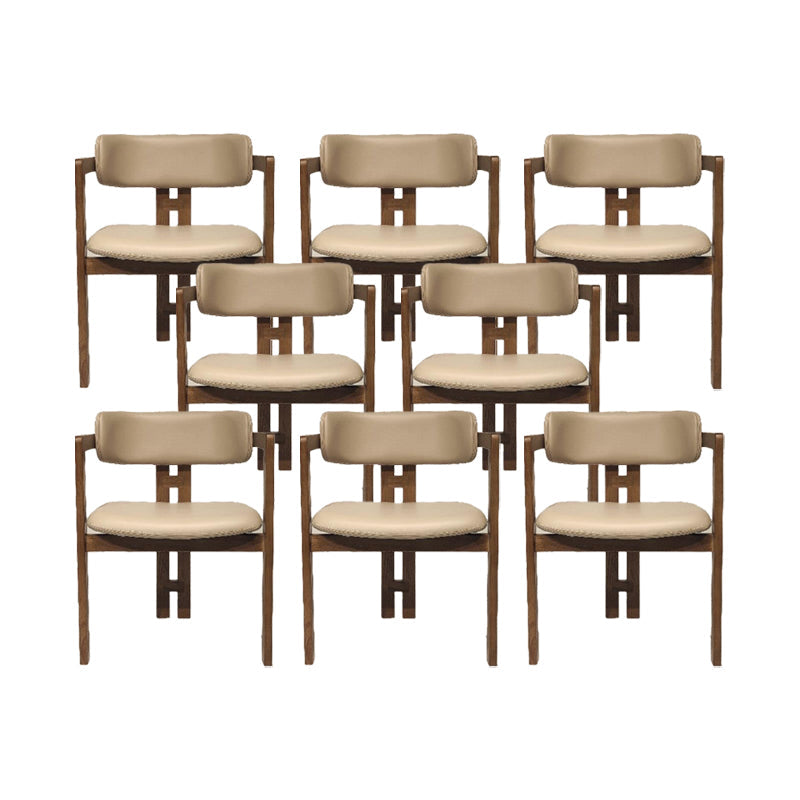 Upholstered Dining Chairs Contemporary Arm Chairs with Wood Base 8 Piece Set Walnut Clearhalo 'Dining Chairs' 'Dining Tables & Seating' 'dining_chair' 'furn' 'furn_dining_chair' 'Furniture' 'Kitchen & Dining Furniture' 6911706
