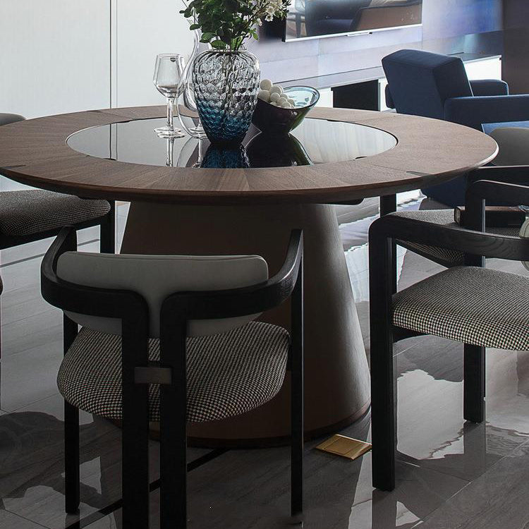 Upholstered Dining Chairs Contemporary Arm Chairs with Wood Base Clearhalo 'Dining Chairs' 'Dining Tables & Seating' 'dining_chair' 'furn' 'furn_dining_chair' 'Furniture' 'Kitchen & Dining Furniture' 6911707