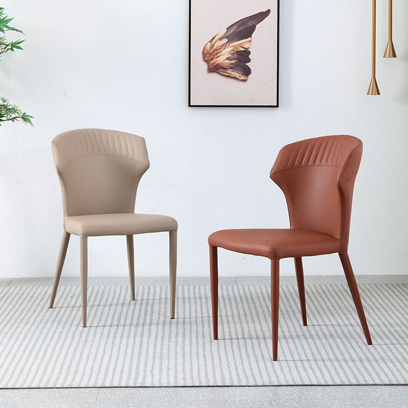Faux Leather Dining Chairs Wingback Side Chairs with Metal Base Clearhalo 'Dining Chairs' 'Dining Tables & Seating' 'dining_chair' 'furn' 'furn_dining_chair' 'Furniture' 'Kitchen & Dining Furniture' 6911709