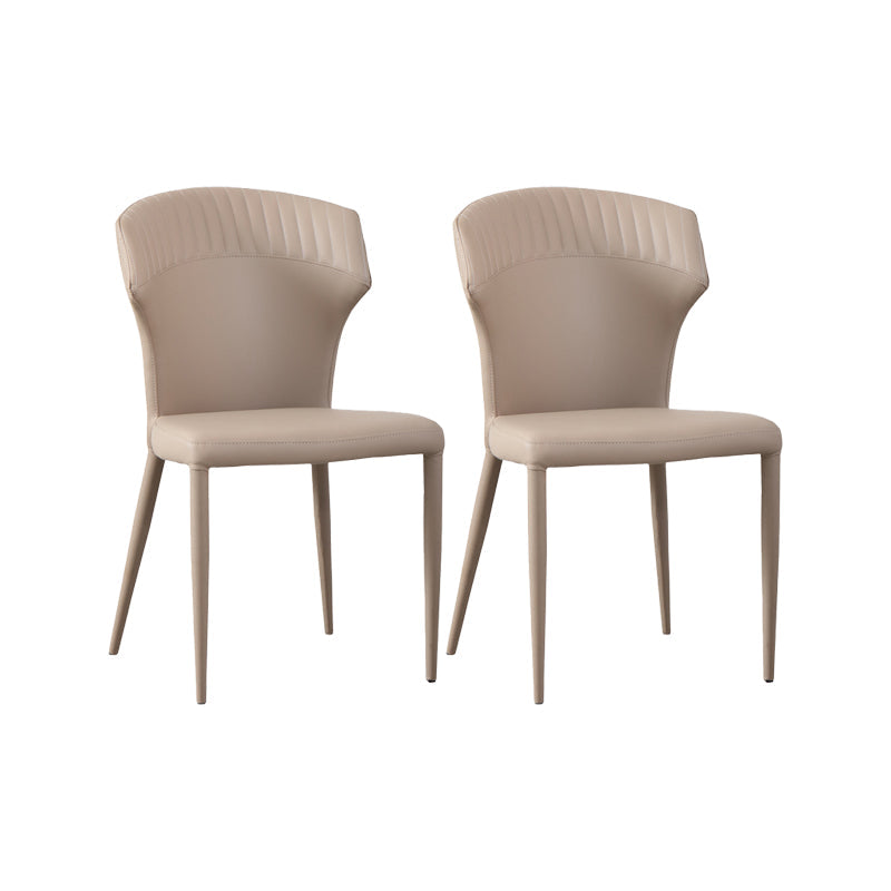 Faux Leather Dining Chairs Wingback Side Chairs with Metal Base Cream Gray 2 Piece Set Clearhalo 'Dining Chairs' 'Dining Tables & Seating' 'dining_chair' 'furn' 'furn_dining_chair' 'Furniture' 'Kitchen & Dining Furniture' 6911711