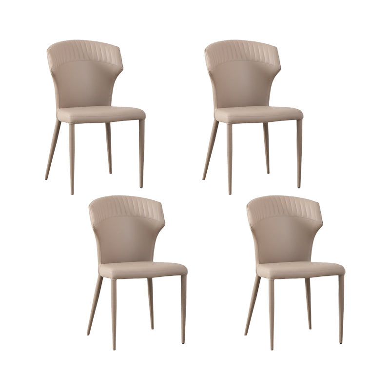 Faux Leather Dining Chairs Wingback Side Chairs with Metal Base Cream Gray 4 Piece Set Clearhalo 'Dining Chairs' 'Dining Tables & Seating' 'dining_chair' 'furn' 'furn_dining_chair' 'Furniture' 'Kitchen & Dining Furniture' 6911712