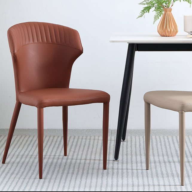 Faux Leather Dining Chairs Wingback Side Chairs with Metal Base Clearhalo 'Dining Chairs' 'Dining Tables & Seating' 'dining_chair' 'furn' 'furn_dining_chair' 'Furniture' 'Kitchen & Dining Furniture' 6911714