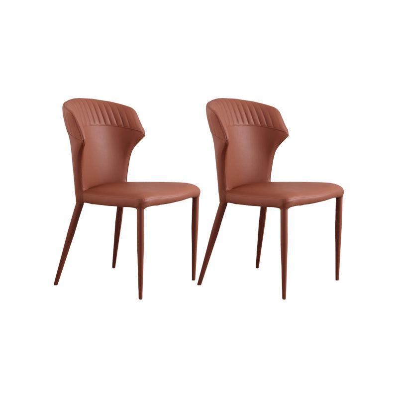 Faux Leather Dining Chairs Wingback Side Chairs with Metal Base Coffee 2 Piece Set Clearhalo 'Dining Chairs' 'Dining Tables & Seating' 'dining_chair' 'furn' 'furn_dining_chair' 'Furniture' 'Kitchen & Dining Furniture' 6911719