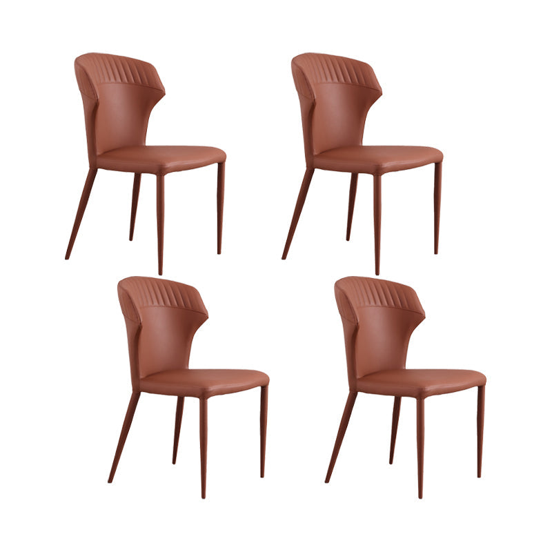 Faux Leather Dining Chairs Wingback Side Chairs with Metal Base Coffee 4 Piece Set Clearhalo 'Dining Chairs' 'Dining Tables & Seating' 'dining_chair' 'furn' 'furn_dining_chair' 'Furniture' 'Kitchen & Dining Furniture' 6911721