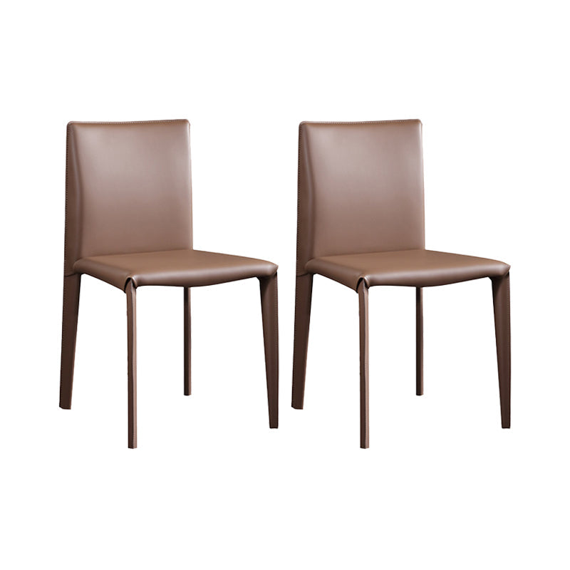 Eigentijdse eetkamerstoelen van kunstleer, armloze stoelen met metalen onderstel