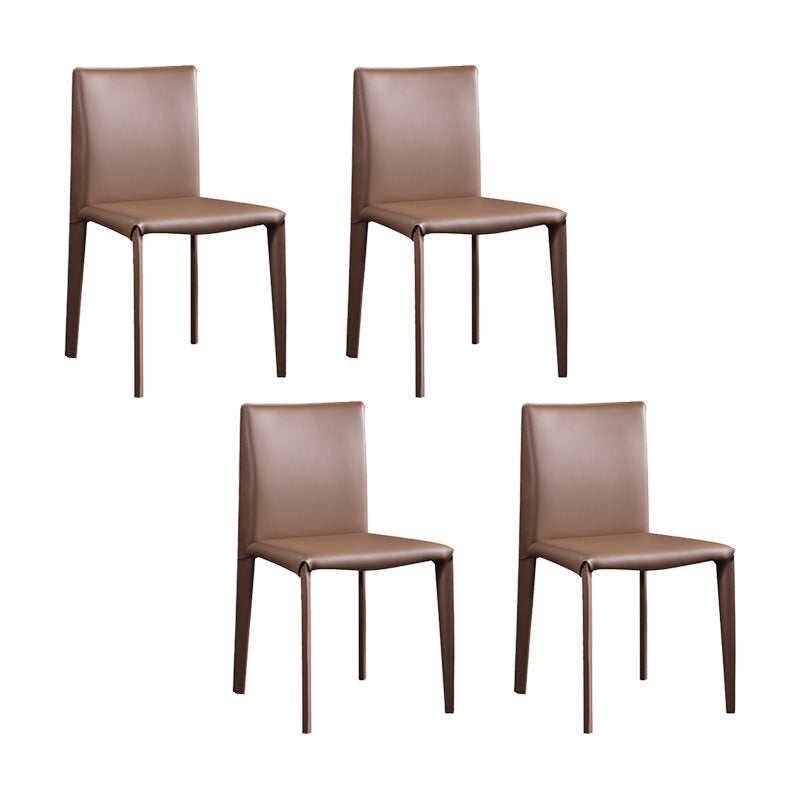 Eigentijdse eetkamerstoelen van kunstleer, armloze stoelen met metalen onderstel