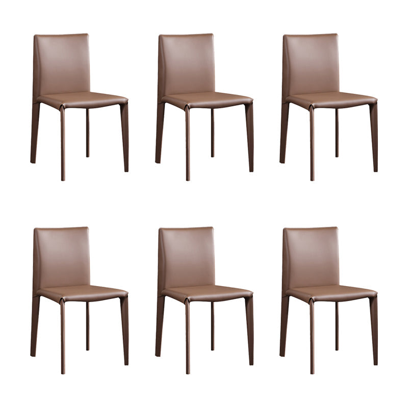 Eigentijdse eetkamerstoelen van kunstleer, armloze stoelen met metalen onderstel