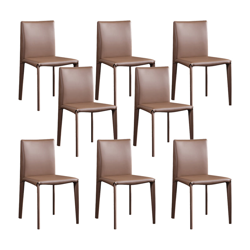 Eigentijdse eetkamerstoelen van kunstleer, armloze stoelen met metalen onderstel