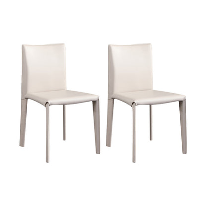 Eigentijdse eetkamerstoelen van kunstleer, armloze stoelen met metalen onderstel