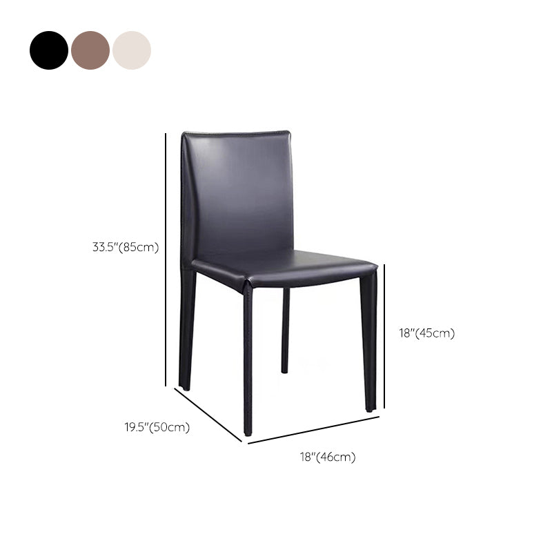 Eigentijdse eetkamerstoelen van kunstleer, armloze stoelen met metalen onderstel