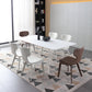 Faux Leather Dining Chairs Contemporary Arm Chairs with Metal Base