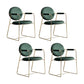 Faux Leathe Dining Chairs Upholstered Arm Chairs with Metal Base Green 4 Piece Set Clearhalo 'Dining Chairs' 'Dining Tables & Seating' 'dining_chair' 'furn' 'furn_dining_chair' 'Furniture' 'Kitchen & Dining Furniture' 6911795