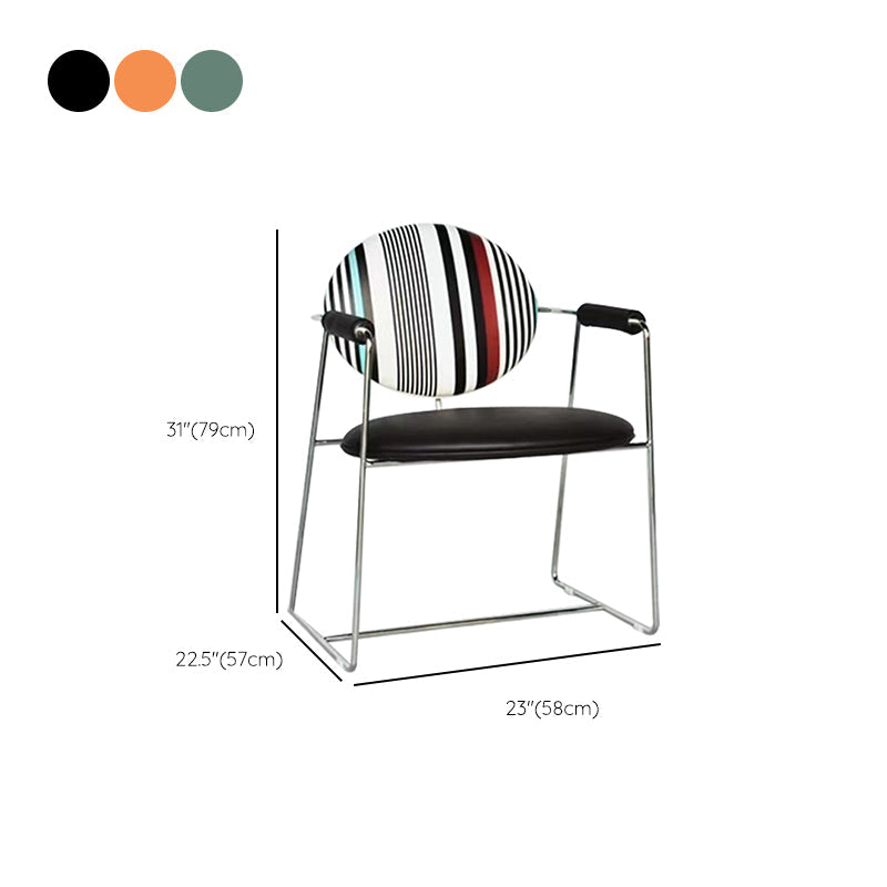 Faux Leathe Dining Chairs Upholstered Arm Chairs with Metal Base Clearhalo 'Dining Chairs' 'Dining Tables & Seating' 'dining_chair' 'furn' 'furn_dining_chair' 'Furniture' 'Kitchen & Dining Furniture' 6911798