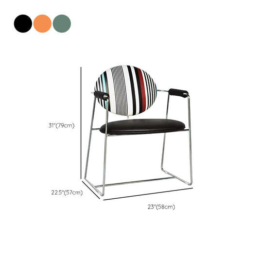 Faux Leathe Dining Chairs Upholstered Arm Chairs with Metal Base Clearhalo 'Dining Chairs' 'Dining Tables & Seating' 'dining_chair' 'furn' 'furn_dining_chair' 'Furniture' 'Kitchen & Dining Furniture' 6911798