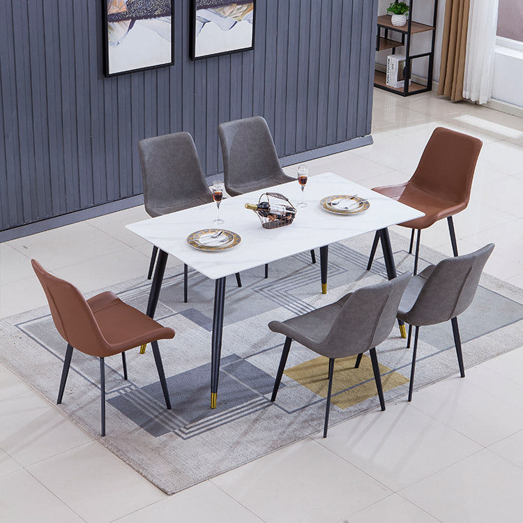 Faux Leather Dining Chairs Contemporary Armless Chairs with Metal Base Clearhalo 'Dining Chairs' 'Dining Tables & Seating' 'dining_chair' 'furn' 'furn_dining_chair' 'Furniture' 'Kitchen & Dining Furniture' 6911802