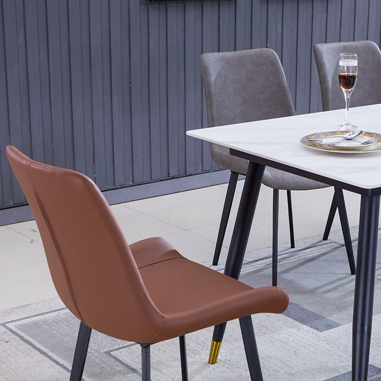 Faux Leather Dining Chairs Contemporary Armless Chairs with Metal Base Clearhalo 'Dining Chairs' 'Dining Tables & Seating' 'dining_chair' 'furn' 'furn_dining_chair' 'Furniture' 'Kitchen & Dining Furniture' 6911803