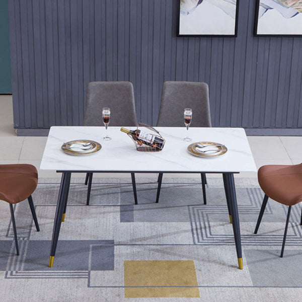 Faux Leather Dining Chairs Contemporary Armless Chairs with Metal Base Clearhalo 'Dining Chairs' 'Dining Tables & Seating' 'dining_chair' 'furn' 'furn_dining_chair' 'Furniture' 'Kitchen & Dining Furniture' 6911806