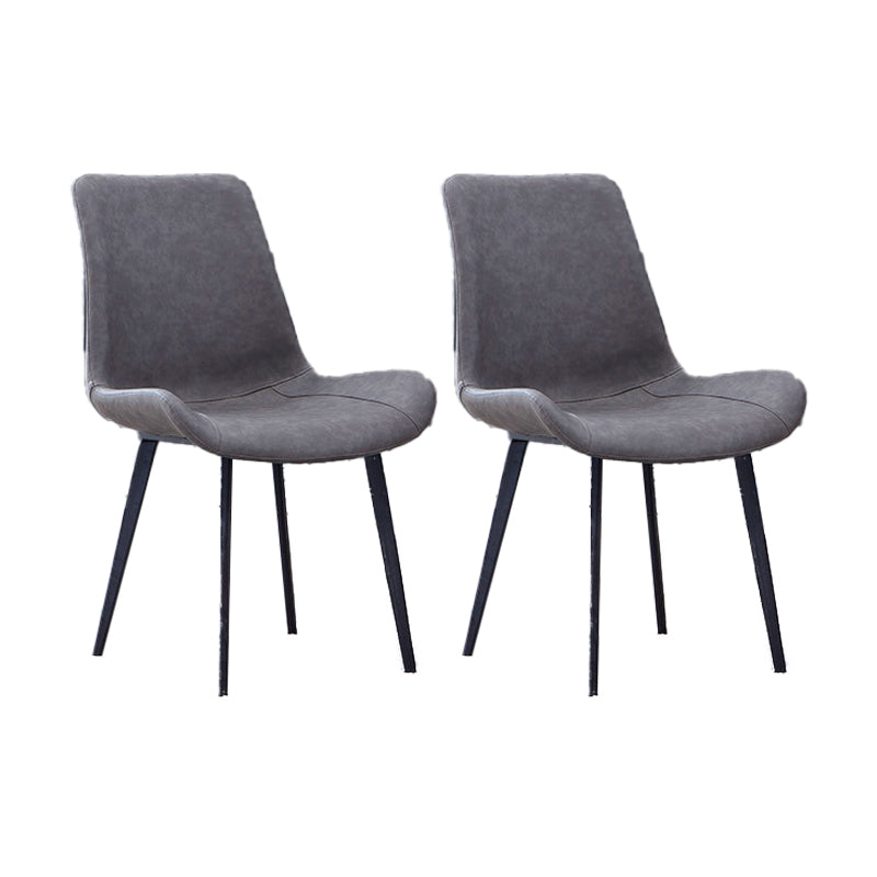 Faux Leather Dining Chairs Contemporary Armless Chairs with Metal Base Gray 2 Piece Set Clearhalo 'Dining Chairs' 'Dining Tables & Seating' 'dining_chair' 'furn' 'furn_dining_chair' 'Furniture' 'Kitchen & Dining Furniture' 6911807