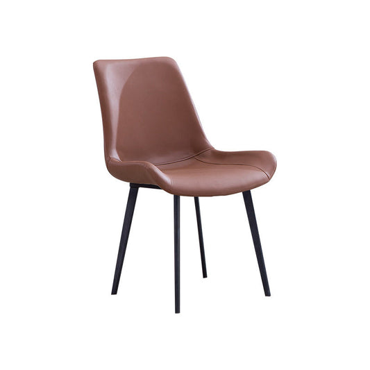 Faux Leather Dining Chairs Contemporary Armless Chairs with Metal Base