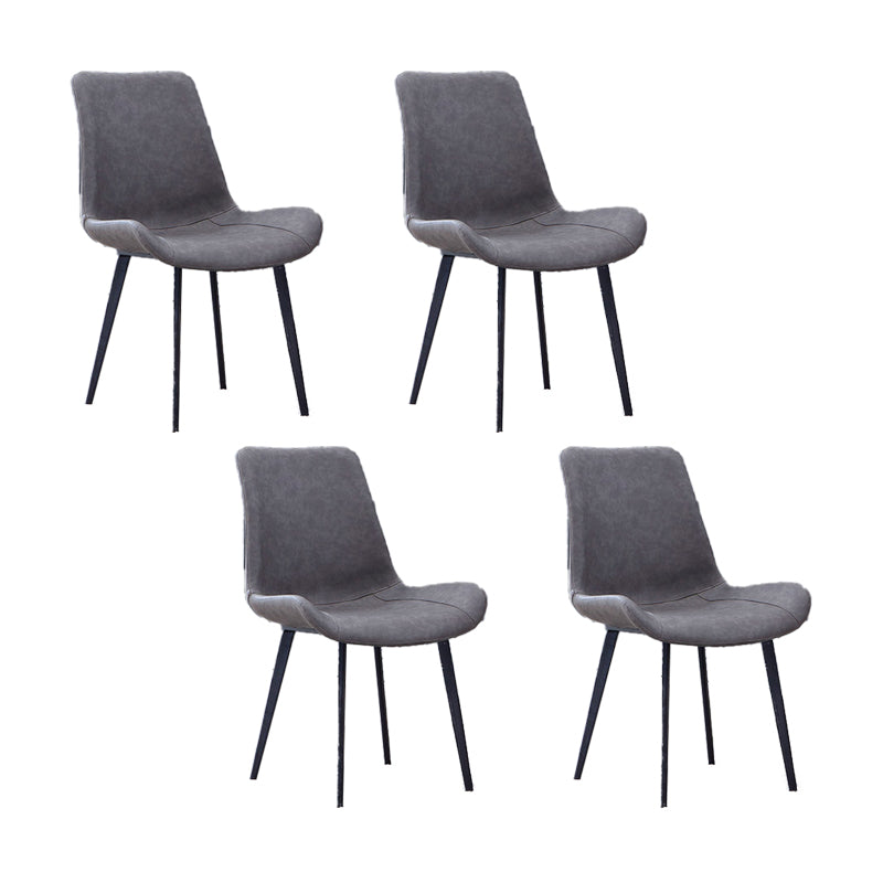Faux Leather Dining Chairs Contemporary Armless Chairs with Metal Base Gray 4 Piece Set Clearhalo 'Dining Chairs' 'Dining Tables & Seating' 'dining_chair' 'furn' 'furn_dining_chair' 'Furniture' 'Kitchen & Dining Furniture' 6911809