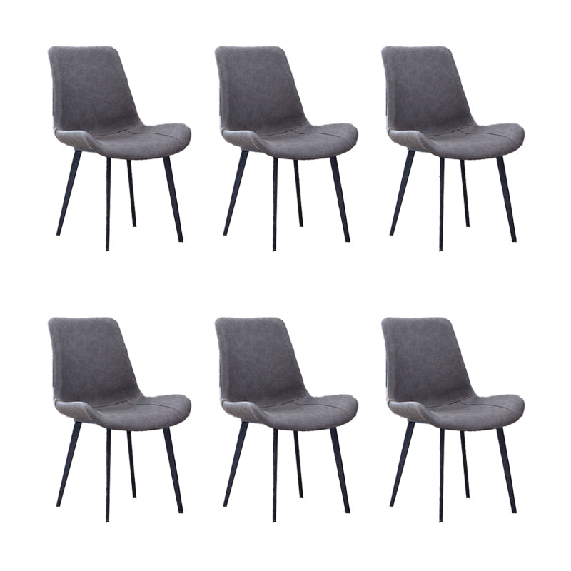 Faux Leather Dining Chairs Contemporary Armless Chairs with Metal Base Gray 6 Piece Set Clearhalo 'Dining Chairs' 'Dining Tables & Seating' 'dining_chair' 'furn' 'furn_dining_chair' 'Furniture' 'Kitchen & Dining Furniture' 6911811