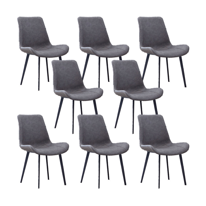 Faux Leather Dining Chairs Contemporary Armless Chairs with Metal Base Gray 8 Piece Set Clearhalo 'Dining Chairs' 'Dining Tables & Seating' 'dining_chair' 'furn' 'furn_dining_chair' 'Furniture' 'Kitchen & Dining Furniture' 6911813
