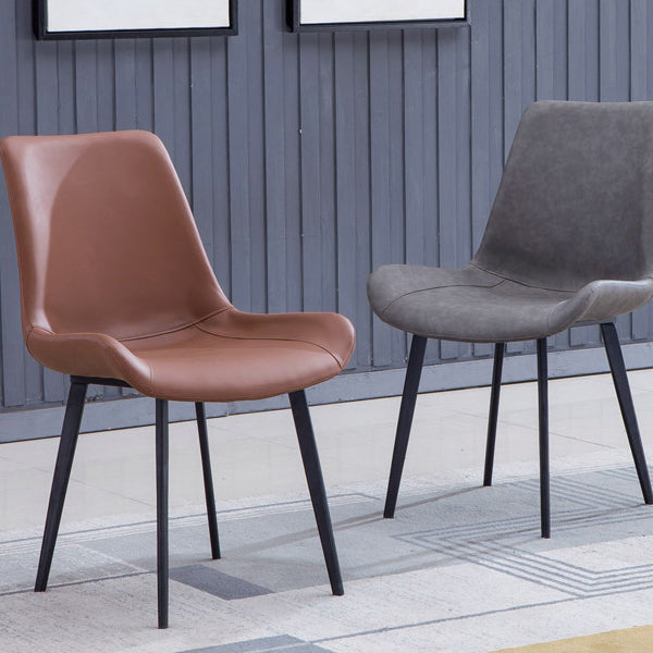 Faux Leather Dining Chairs Contemporary Armless Chairs with Metal Base Clearhalo 'Dining Chairs' 'Dining Tables & Seating' 'dining_chair' 'furn' 'furn_dining_chair' 'Furniture' 'Kitchen & Dining Furniture' 6911816