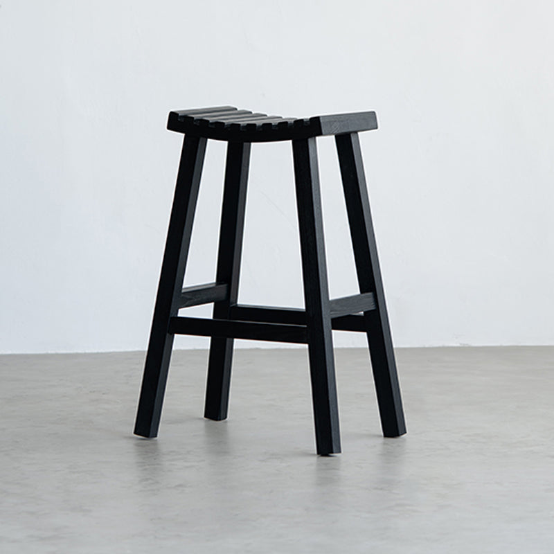 Taburete de bar de estilo moderno, taburete de bar de madera maciza negra para interior