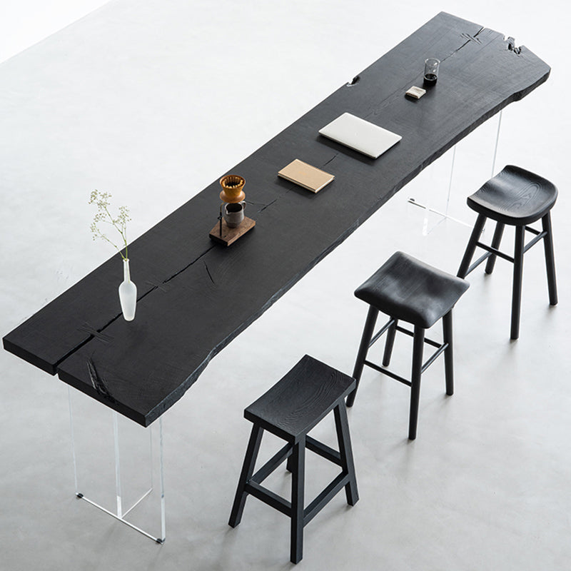 Taburete de bar de estilo moderno, taburete de bar de madera maciza negra para interior