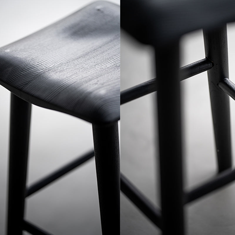 Taburete de bar de estilo moderno, taburete de bar de madera maciza negra para interior