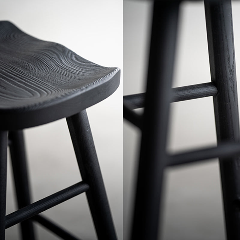 Taburete de bar de estilo moderno, taburete de bar de madera maciza negra para interior
