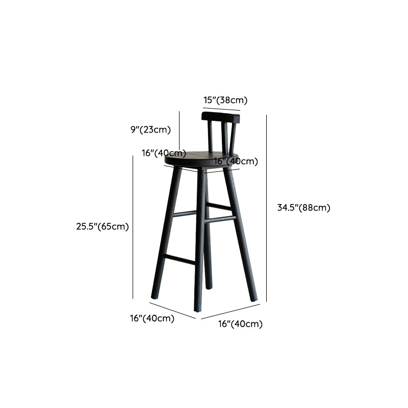 Taburete de bar de estilo moderno, taburete de bar de madera maciza negra para interior