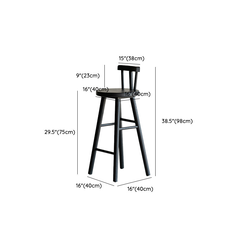 Taburete de bar de estilo moderno, taburete de bar de madera maciza negra para interior