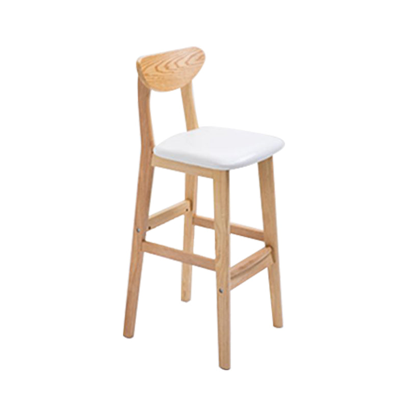 Sgabello da bar in legno di gomma in legno di gomma posteriore con base in legno