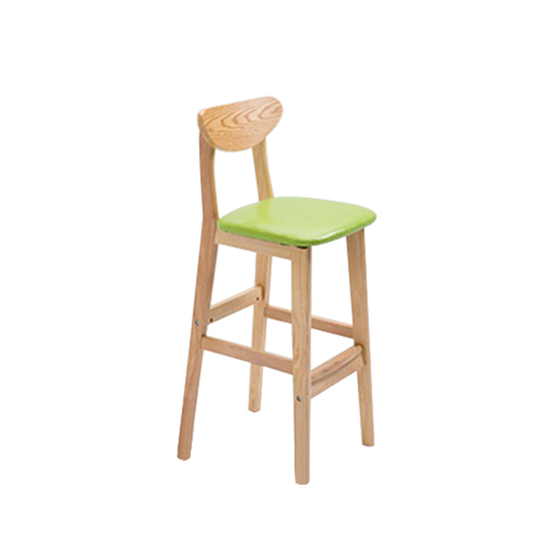 Sgabello da bar in legno di gomma in legno di gomma posteriore con base in legno